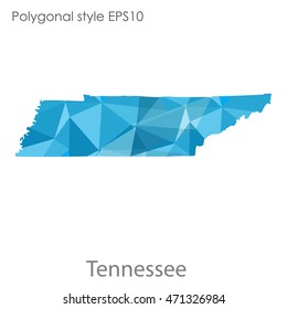 Tennessee state map in geometric polygonal style.Abstract gems triangle,modern design background. Vector illustration EPS10