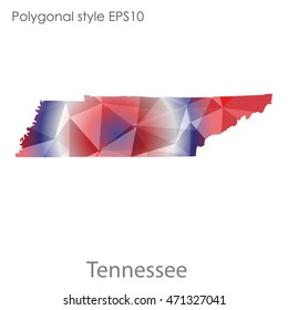 Tennessee state map in geometric polygonal style.Abstract gems triangle,modern design background. Vector illustration EPS10