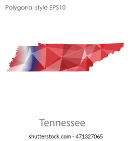Tennessee state map in geometric polygonal style.Abstract gems triangle,modern design background. Vector illustration EPS10