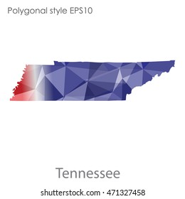Tennessee state map in geometric polygonal style.Abstract gems triangle,modern design background. Vector illustration EPS10