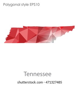 Tennessee state map in geometric polygonal style.Abstract gems triangle,modern design background. Vector illustration EPS10