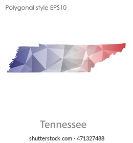 Tennessee state map in geometric polygonal style.Abstract gems triangle,modern design background. Vector illustration EPS10