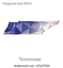 Tennessee state map in geometric polygonal style.Abstract gems triangle,modern design background. Vector illustration EPS10