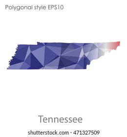 Tennessee state map in geometric polygonal style.Abstract gems triangle,modern design background. Vector illustration EPS10
