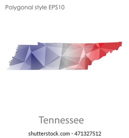Tennessee state map in geometric polygonal style.Abstract gems triangle,modern design background. Vector illustration EPS10