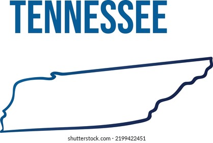 Tennessee State Outline Blue Gradient Map