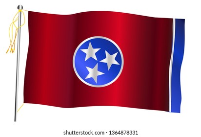 The Tennessee State US state flag set against against a white background.