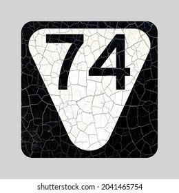 Tennessee State US Highway Route 74 Road Sign, retro style, old cracked paint sign