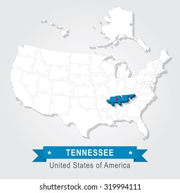 Tennessee state. USA administrative map.