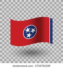 Tennessee state wavy flag isolated transparent background