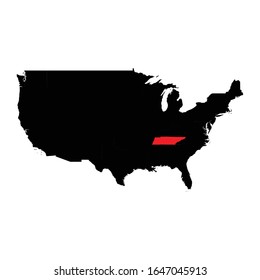 Tennessee states highlighted on USA map Vector EPS 10