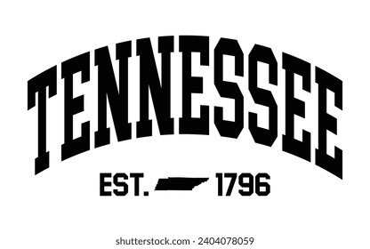 Tennessee typography design with map vector. Editable college t-shirt design printable text effect vector	