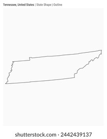 Tennessee, Estados Unidos. Mapa vectorial simple. Forma Estado. Estilo de esquema. Frontera de Tennessee. Ilustración vectorial.
