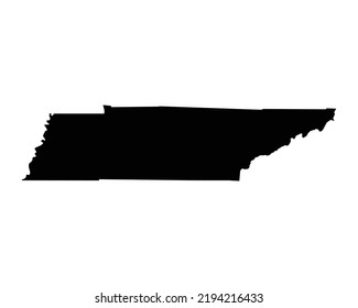 Tennessee US Map. TN USA State Map. Black and White Tennessean State Border Boundary Line Outline Geography Territory Shape Vector Illustration EPS Clipart