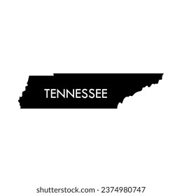 Tennessee a US state black element isolated on white background. United state of America. Map with county borders.