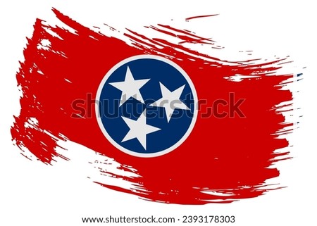 Tennessee US State brush stroke flag vector background. Hand drawn grunge style painted isolated banner.
