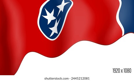 Tennessee US state flag realistic independence day background. Tennessee election banner in motion waving, fluttering in wind. Festive patriotic HD format template for independence day