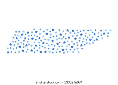 Tennessee, U.S. state map background with blue stars of different sizes vector illustration eps
