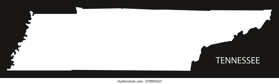 Tennessee USA Map black inverted silhouette