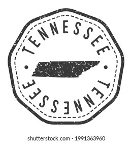 Tennessee, USA Map Stamp Retro Postmark. Silhouette Postal Passport. Seal Round Vector Icon. Badge Vintage Postage Design.