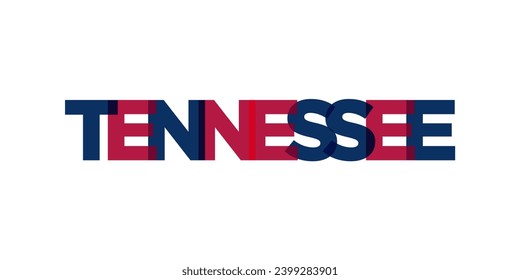 Tennessee, diseño de eslóganes tipográficos de EEUU. Logo de Estados Unidos con letras gráficas de ciudades para productos impresos y web.