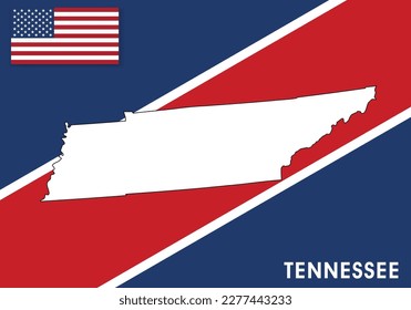 Tennessee - USA, United States of America Map vector template.  white color map on flag background for design, infographic - Vector illustration eps 10