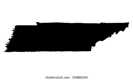 Tennessee  vector map silhouette high detailed illustration isolated on white background. United state of America country. Tennessee map silhouette.