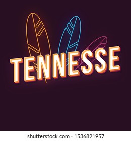 Tennessee vintage vector lettering. Retro bold font, typeface. Pop art stylized text. Old school style letters.  Feather color background