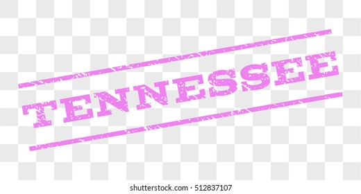 Tennessee watermark stamp. Text caption between parallel lines with grunge design style. Rubber seal stamp with dirty texture. Vector violet color ink imprint on a chess transparent background.