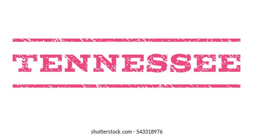 Tennessee watermark stamp. Text caption between horizontal parallel lines with grunge design style. Rubber seal stamp with scratched texture. Vector pink color ink imprint on a white background.