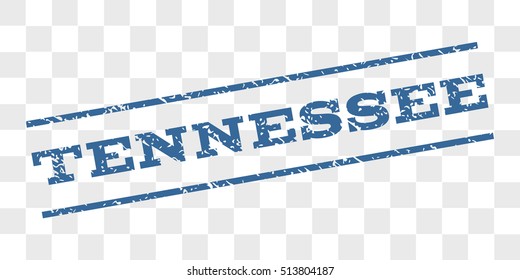 Tennessee watermark stamp. Text tag between parallel lines with grunge design style. Rubber seal stamp with dust texture. Vector cobalt blue color ink imprint on a chess transparent background.