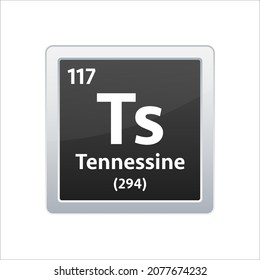 Tennessine symbol. Chemical element of the periodic table. Vector stock illustration