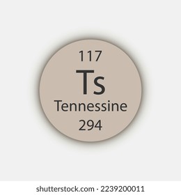 Tennessine symbol. Chemical element of the periodic table. Vector illustration.