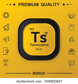 Tennessine symbol with yellow button
