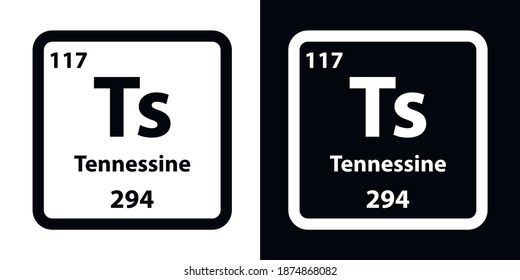 Tennessine	Ts chemical element icon. The chemical element of the periodic table. Sign with atomic number. 
