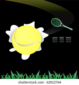 Tennis abstract background with ball and rocket. Vector illustration.