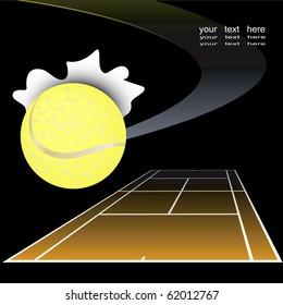 Tennis abstract background with ball. Vector illustration.
