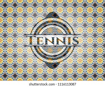 Tennis arabesque style emblem. arabic decoration.