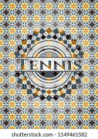 Tennis arabic emblem background. Arabesque decoration.