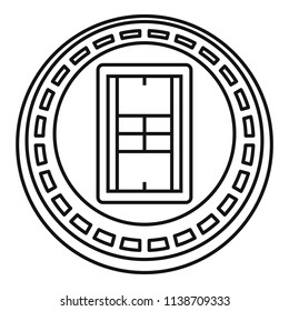 Tennis arena icon. Outline tennis arena vector icon for web design isolated on white background