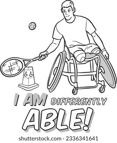 Tennis Athlete Disability Sports People Illustration Coloring Page