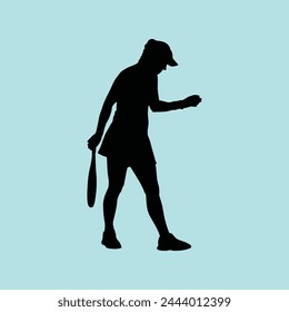 Tennis Athlete Player Pose Silhouette Vector