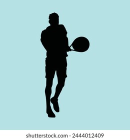 Tennis Athlete Player Pose Silhouette Vector