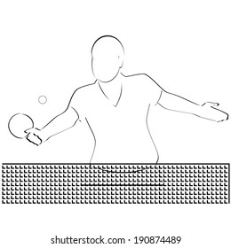 Tennis athlete playing table tennis. Abstract image of the sportsman. Illustration on white background.