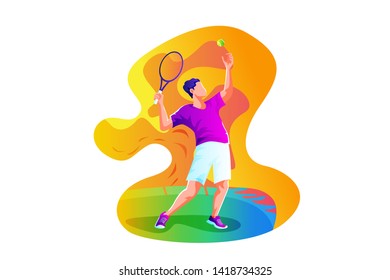 Tennis Athlete Vector Concept Illustration, Suitable for web landing page, ui, mobile app, editorial design, flyer, banner, and other related occasion