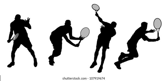 Tennis Athletes Silhouettes