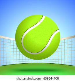 Tennis background with ball and court for poster vector illustration