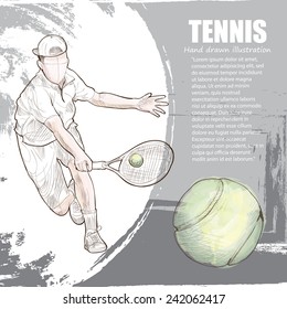 Tennis background Design. Hand drawn.
