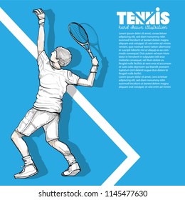 Tennis background design with illustration of tennis player. sport background.