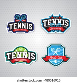 Tennis badge logo template,sport t-shirt graphics. Club emblem, college league logo, sport tournament, championchip design